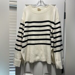 BiBi Black & White Stripe Oversized Sweater Medium